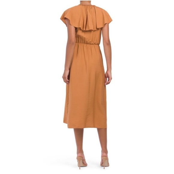 VINCE Braid Trim Flutter Sleeve Wrap Dress Copper Size Small NWT - Picture 5 of 7